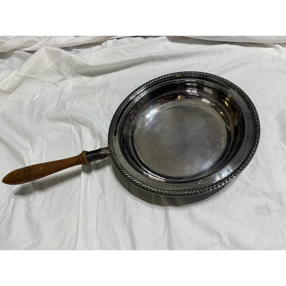 Vintage Gorham Silverplate Serving Dish Wood Handle‎ Insert Bowl